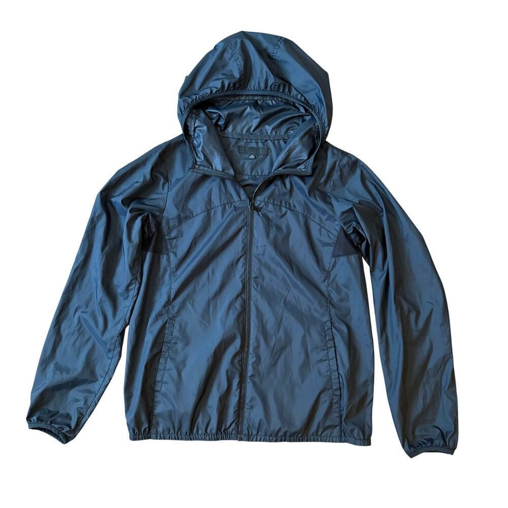 Uniqlo Black Jacket Lightweight Windbreaker Active Hooded Zip Up Men's Size M